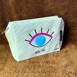 Girly Jolie Yellow Striped Cosmetic Bag 8x6.5x3